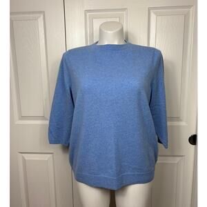 Talbots 100% Pure Cashmere 3/4 Sleeve Pullover Sweater Blue Women's Plus 3X